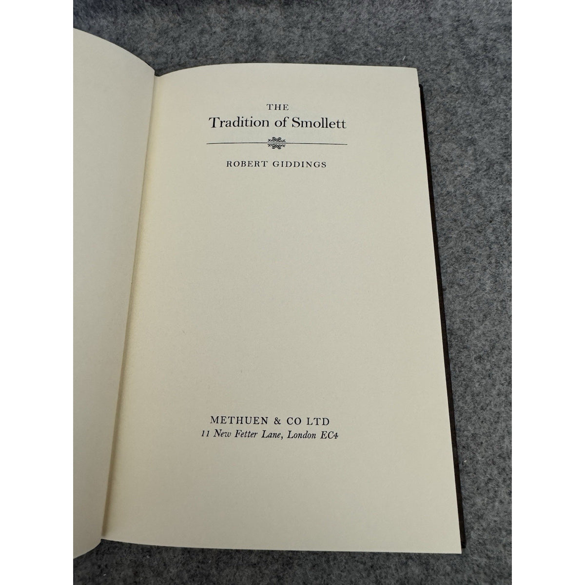 The Tradition of Smollett Robert Giddings 1967 First Edition HC