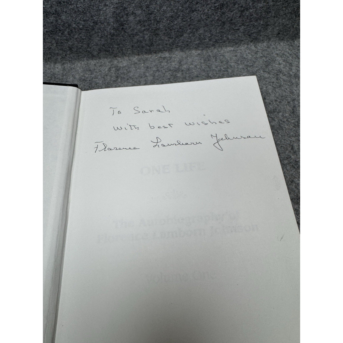 Signed One Life Florence Lamborn Johnson 1st Printing WWII Korea Memoir
