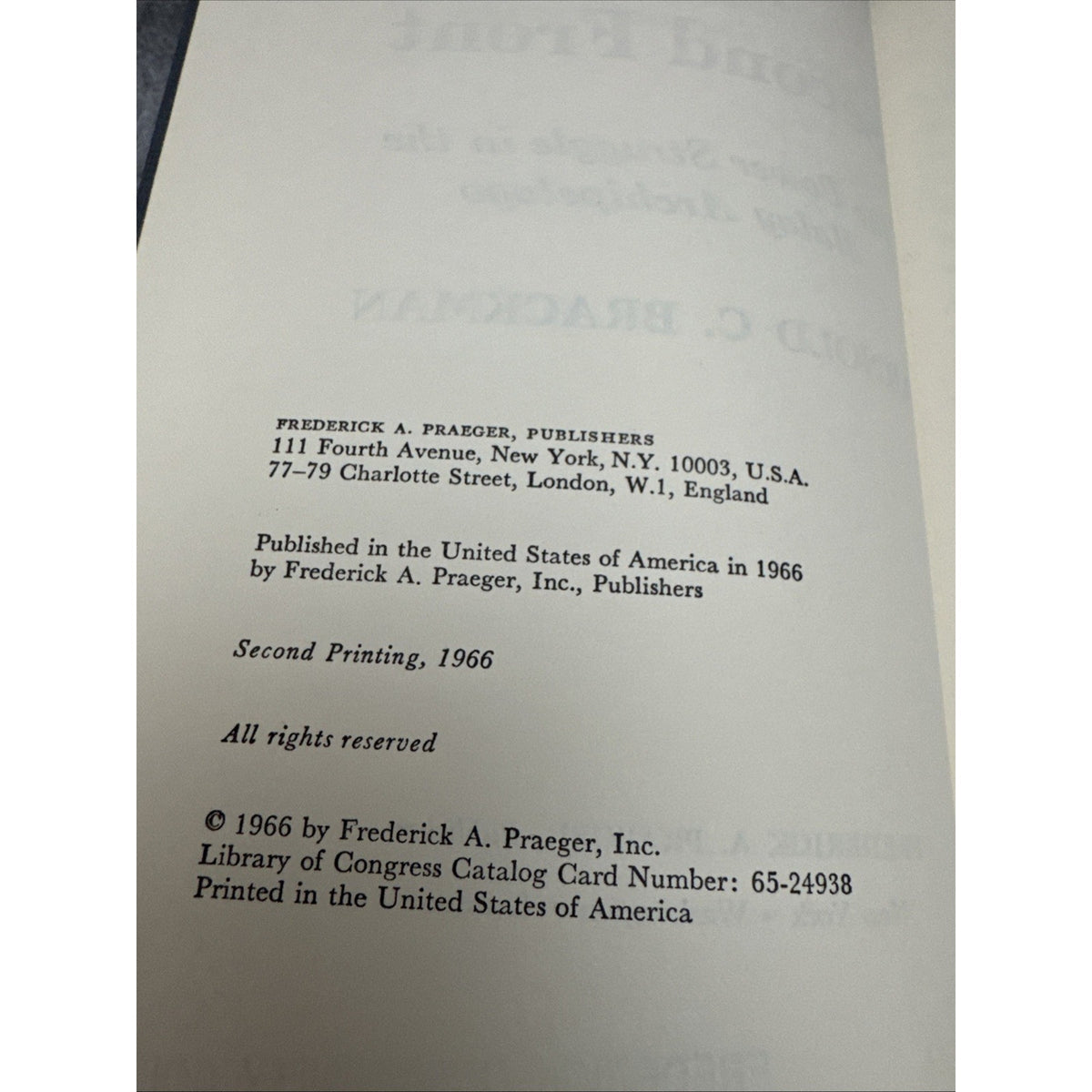 Arnold C BRACKMAN / Southeast Asia's Second Front The Power Struggle 1966