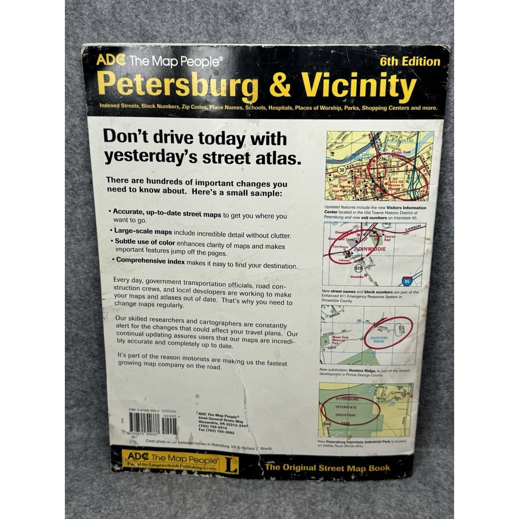 1996 Petersburg Virginia Street Map Book Fort Lee ADC 6th Edition Vintage