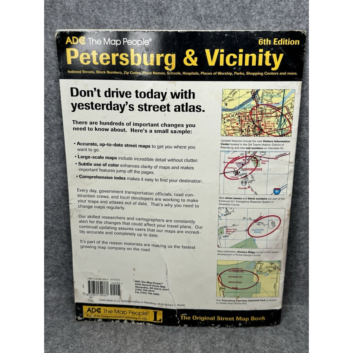 1996 Petersburg Virginia Street Map Book Fort Lee ADC 6th Edition Vintage