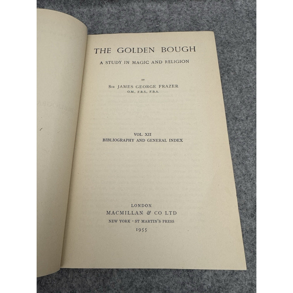 Golden Bough Vol 12 Frazer 1955 HC Bibliography Index