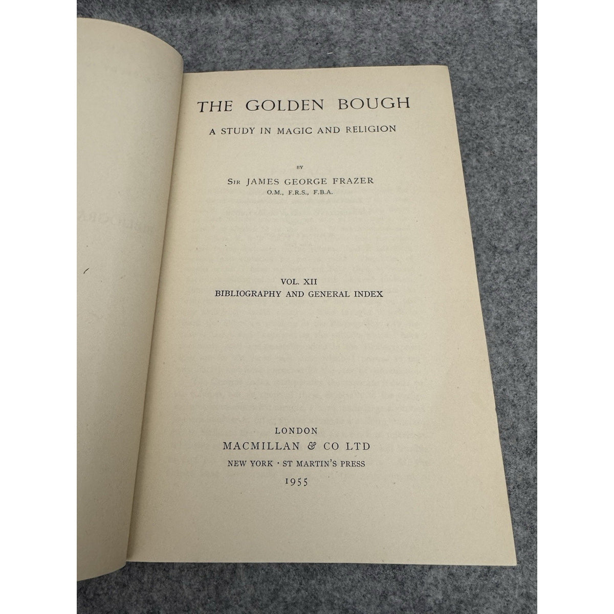 Golden Bough Vol 12 Frazer 1955 HC Bibliography Index