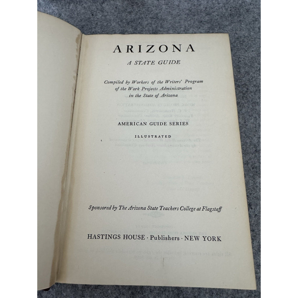 Arizona A State Guide HC DJ 1940 WPA American Guide Series Illustrated