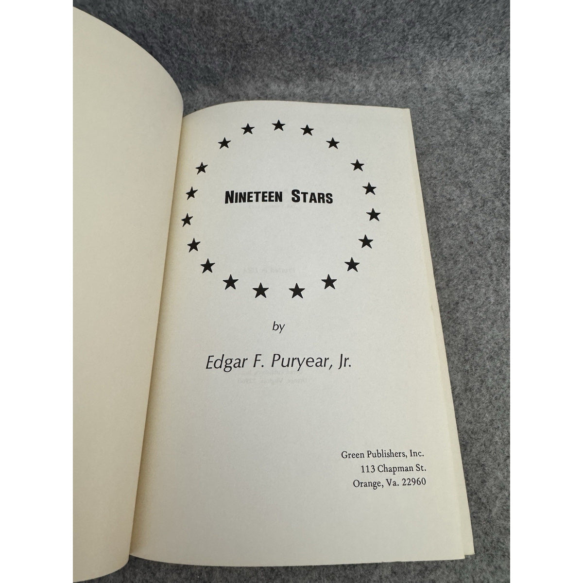 1973 Nineteen Stars Edgar F Puryear Jr Military Generals Hardcover