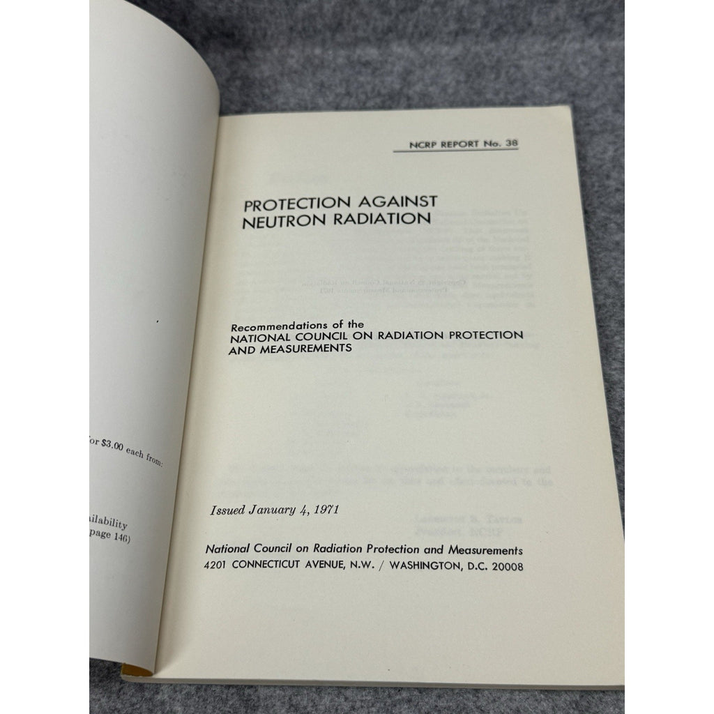 1971 Protection Against Neutron Radiation NCRP Report No. 38 Nuclear Physics