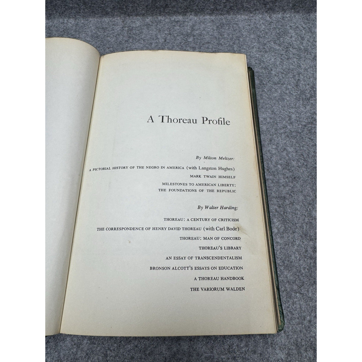 1962 A Thoreau Profile Meltzer Harding 1st Edition Henry David Thoreau