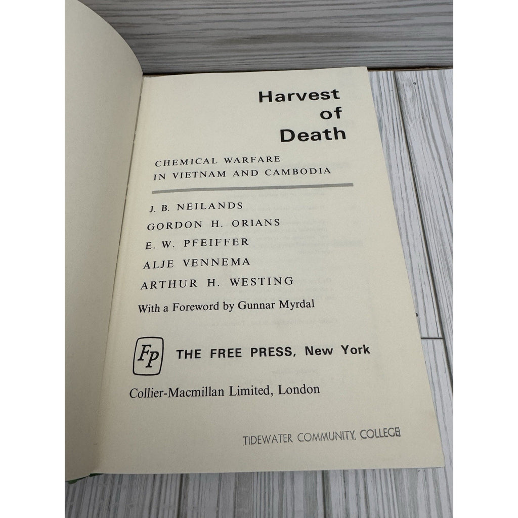Harvest of Death 1972 HC Vietnam Chemical Warfare Neiland Orians Pfeiffer