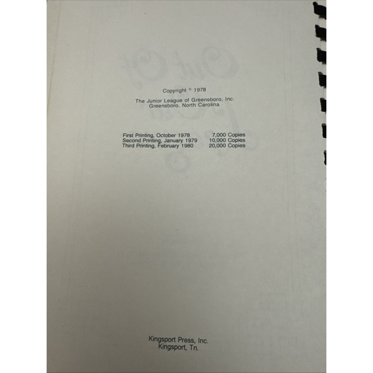 Vintage Out Of Our League Junior League of Greensboro North Carolina Cookbook