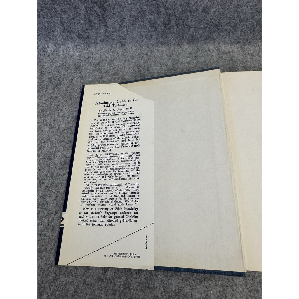 Introductory Guide to the Old Testament Merrill F Unger 1972 HC DJ