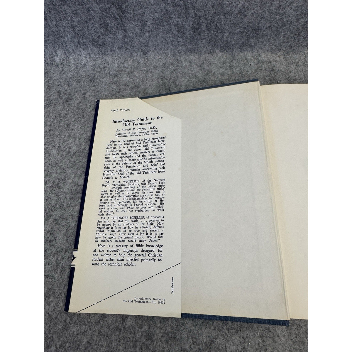 Introductory Guide to the Old Testament Merrill F Unger 1972 HC DJ