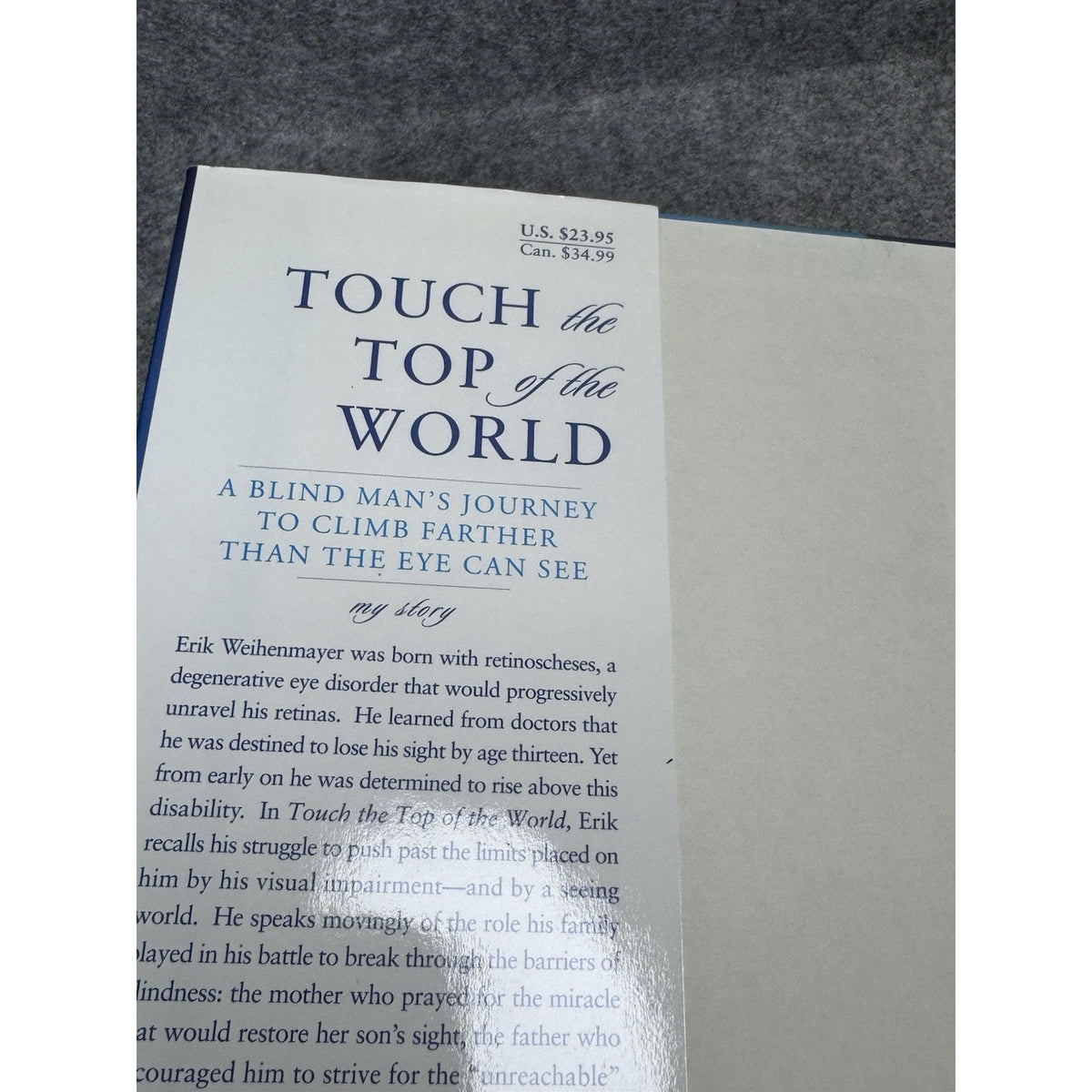 Touch the Top of the World Erik Weihenmayer Signed First Printing 2001 HC