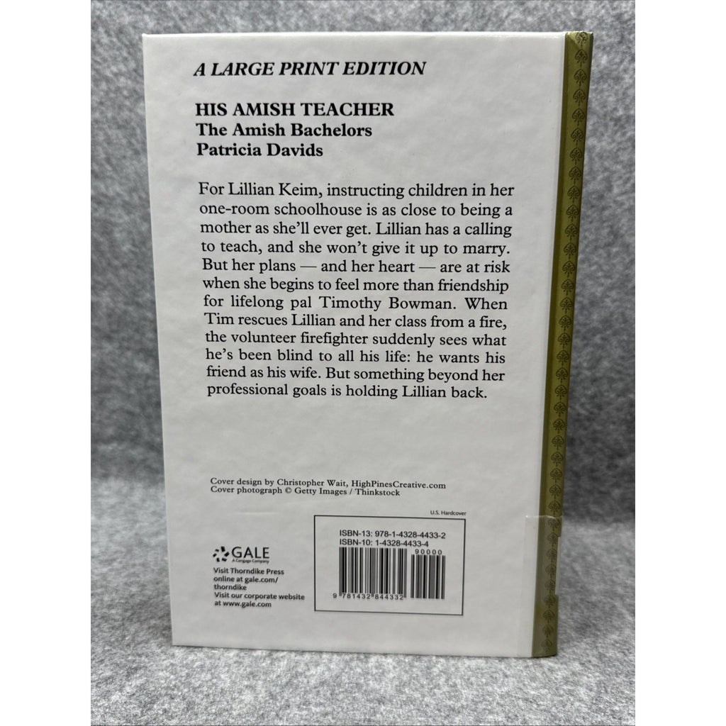 His Amish Teacher by Patricia Davids (2017, Library Binding)