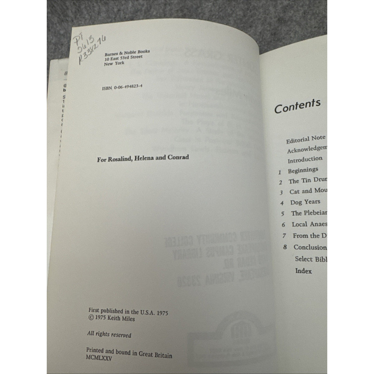 Günter Grass (Barnes & Noble critical studies) Keith Miles