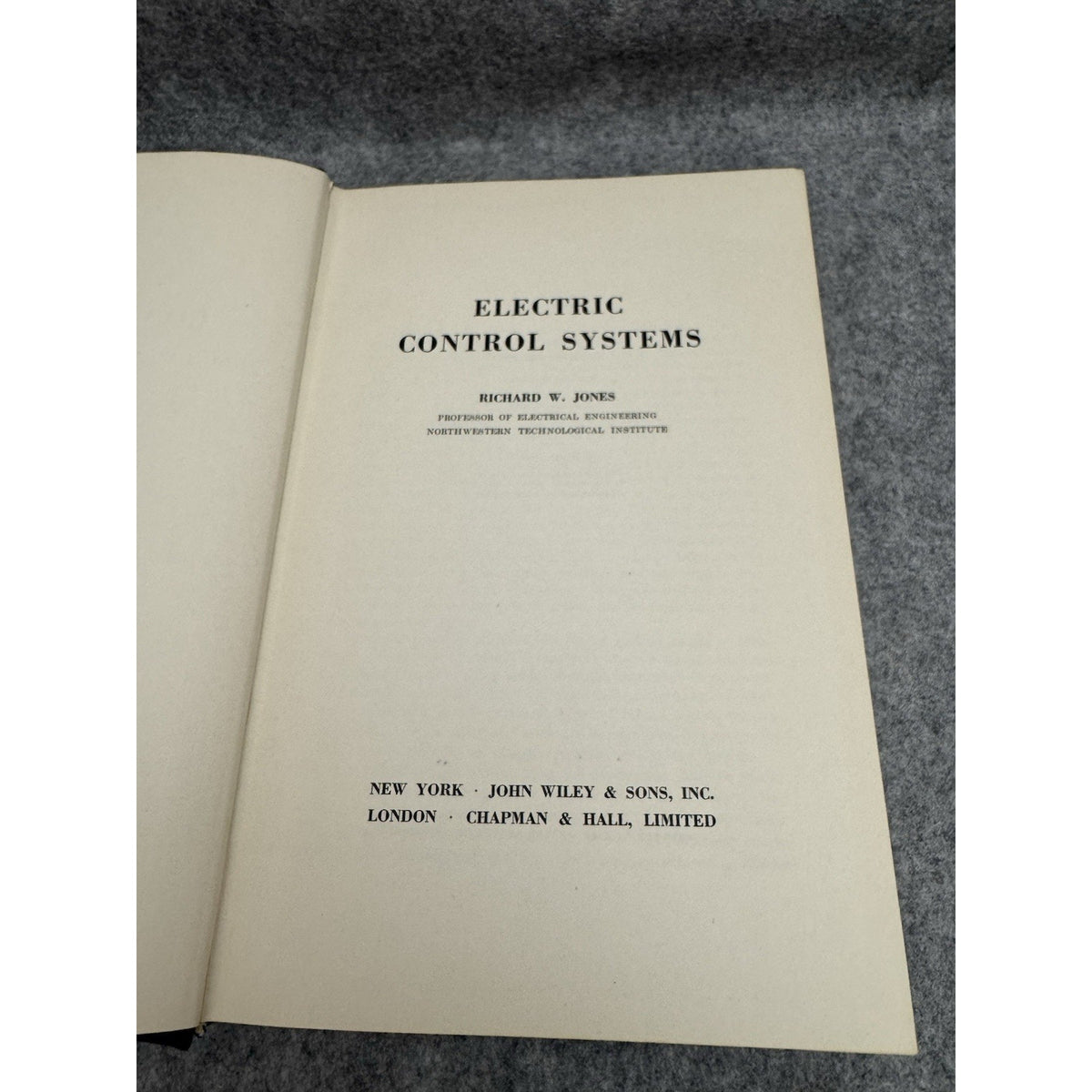 Electric Control Systems R W Jones 1953 Wiley Hardcover Engineering