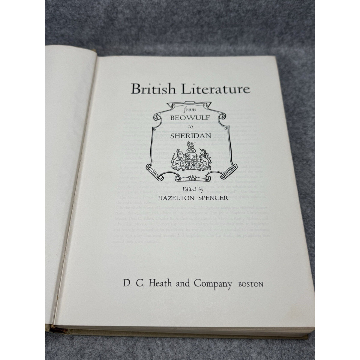 1951 British Literature Beowulf to Sheridan Hazelton Spencer Hardcover