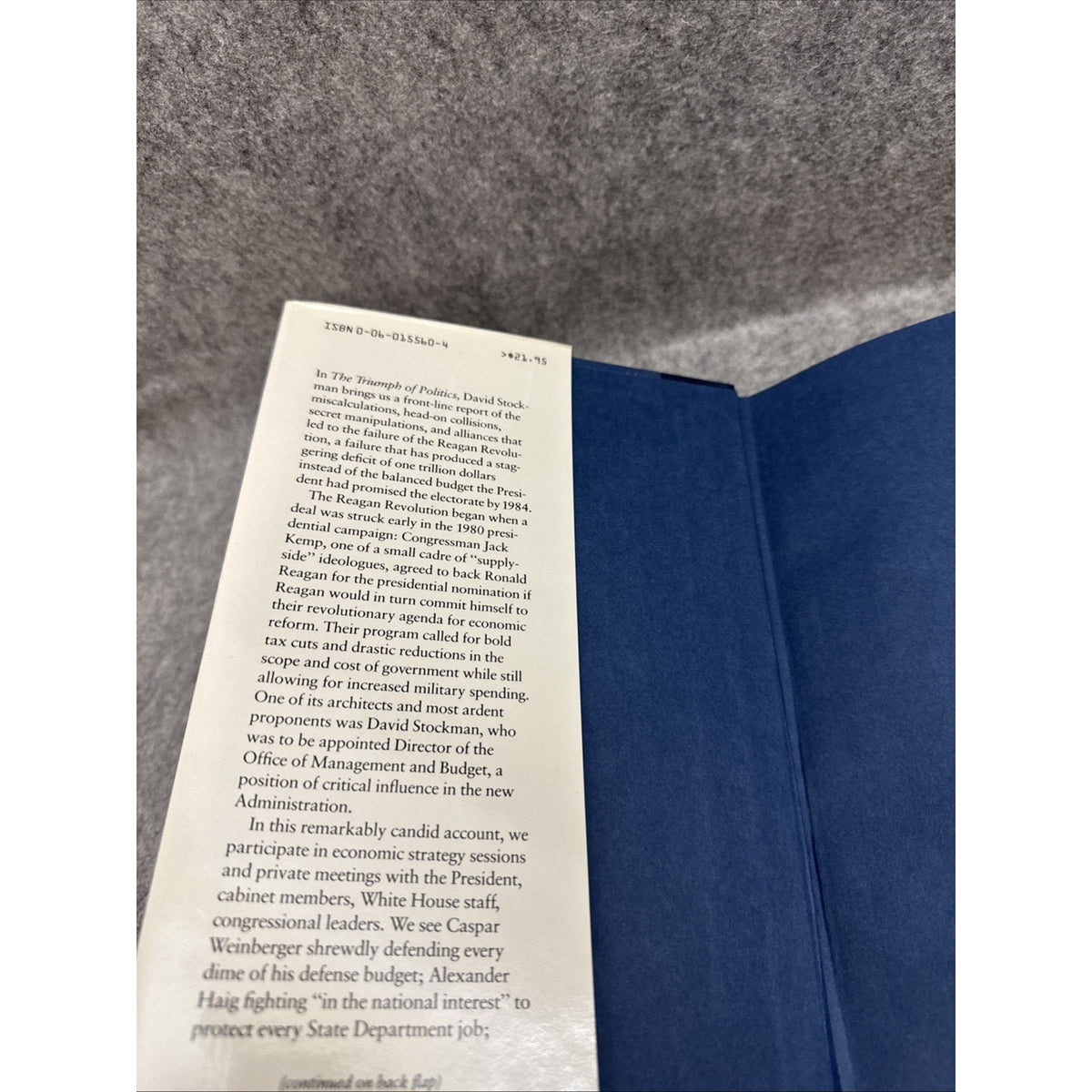 The Triumph of Politics by David Stockman First Edition 1986 with Dust Jacket