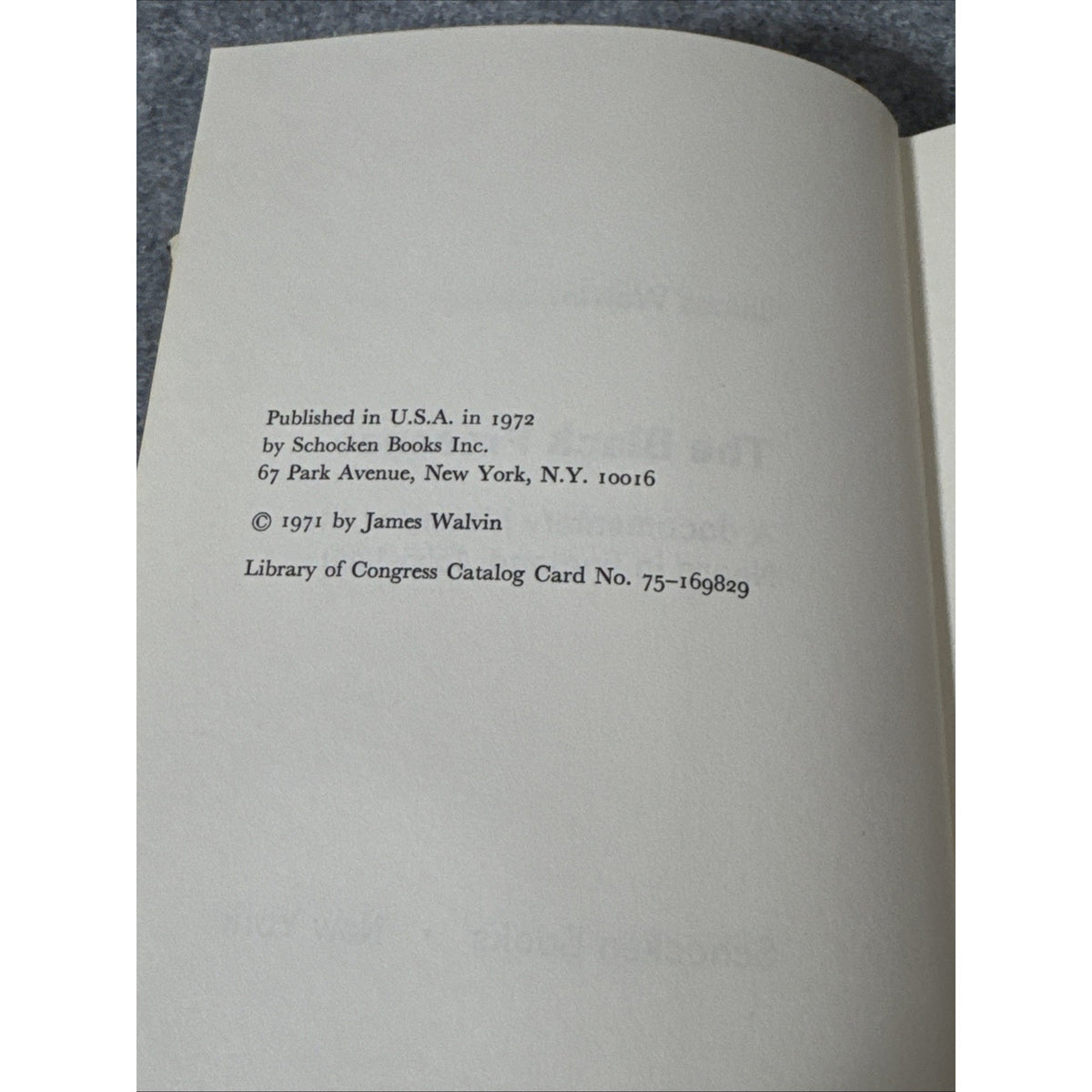 The Black Presence Hardcover James Walvin 1972 HC/DJ