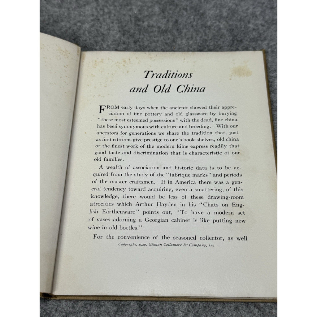 1920 China and Pottery Marks Gilman Collamore Hardcover Porcelain Reference