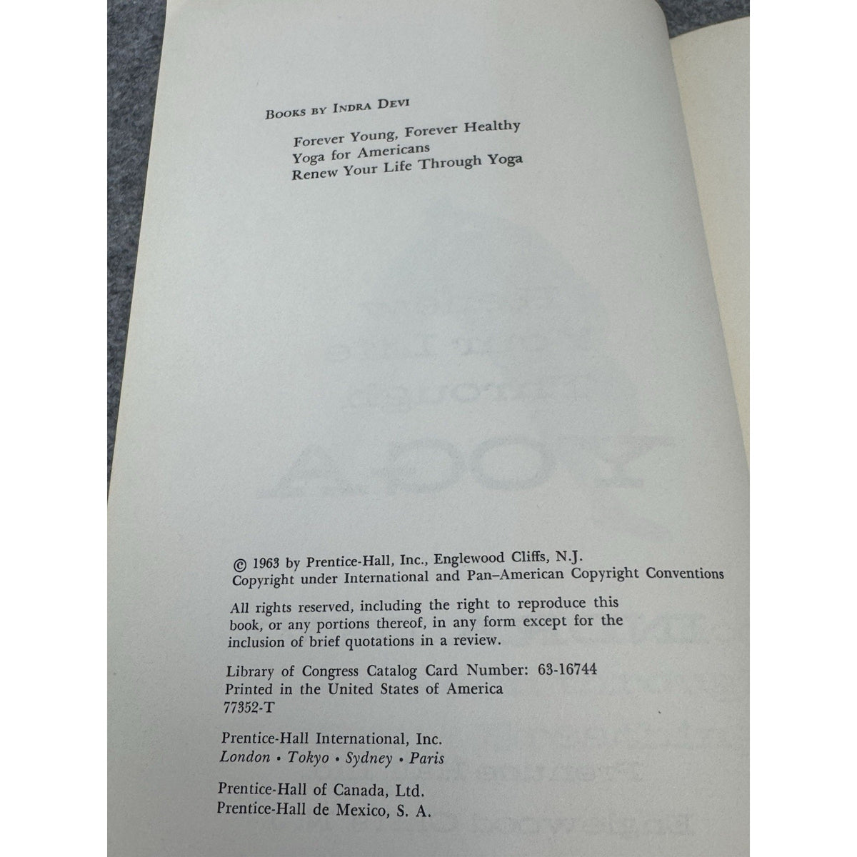 1963 Renew Your Life Through Yoga Indra Devi First Edition Hardcover