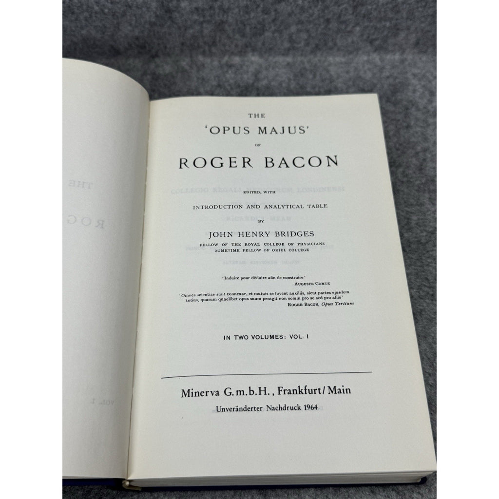 Roger Bacon Opus Majus 1964 Minerva 3 Vol Set John Henry Bridges Medieval