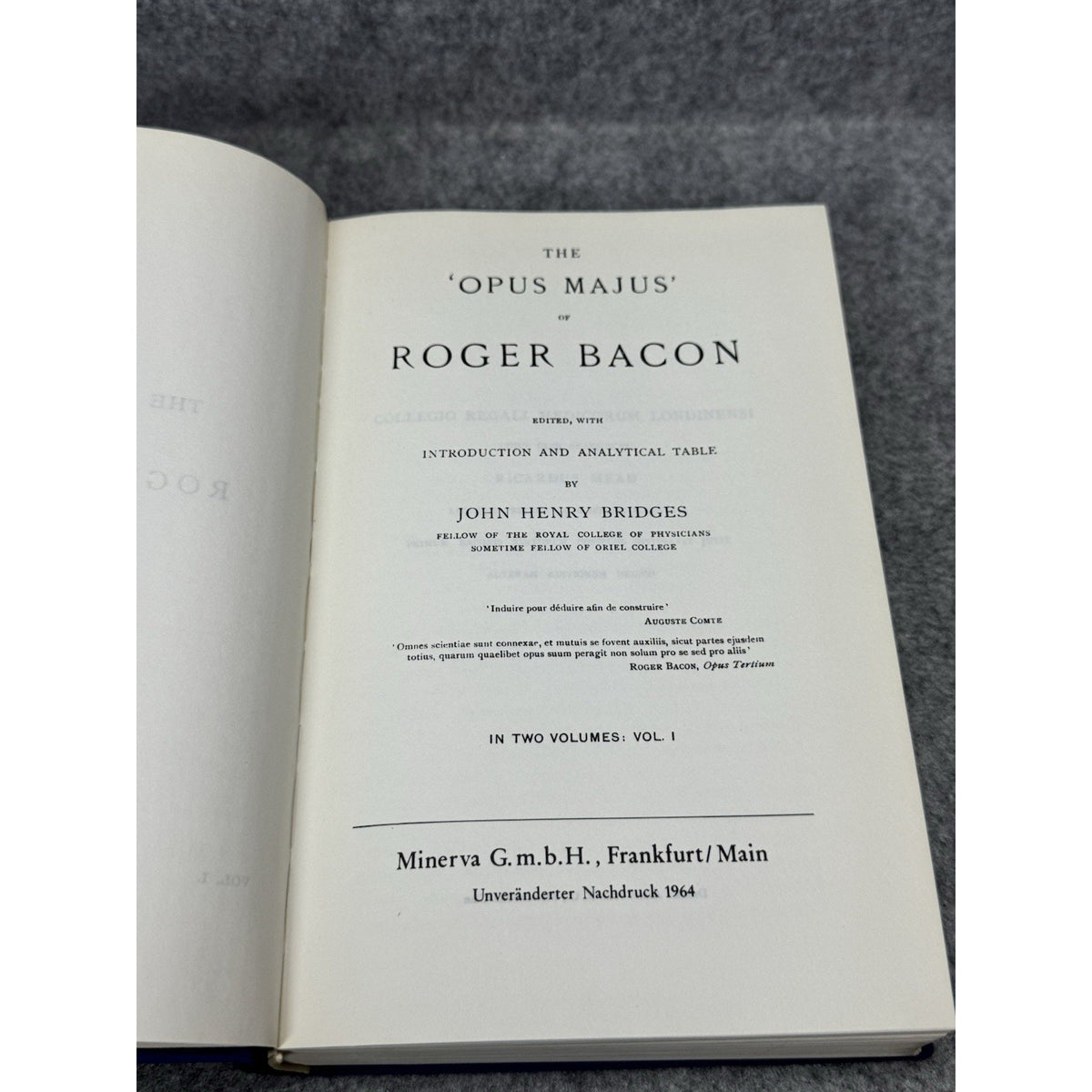 Roger Bacon Opus Majus 1964 Minerva 3 Vol Set John Henry Bridges Medieval