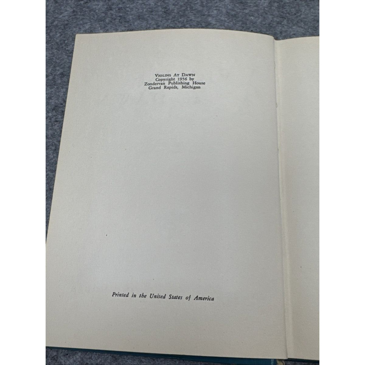violins at dawn zondervan book -rachael borne-1956 hardcover