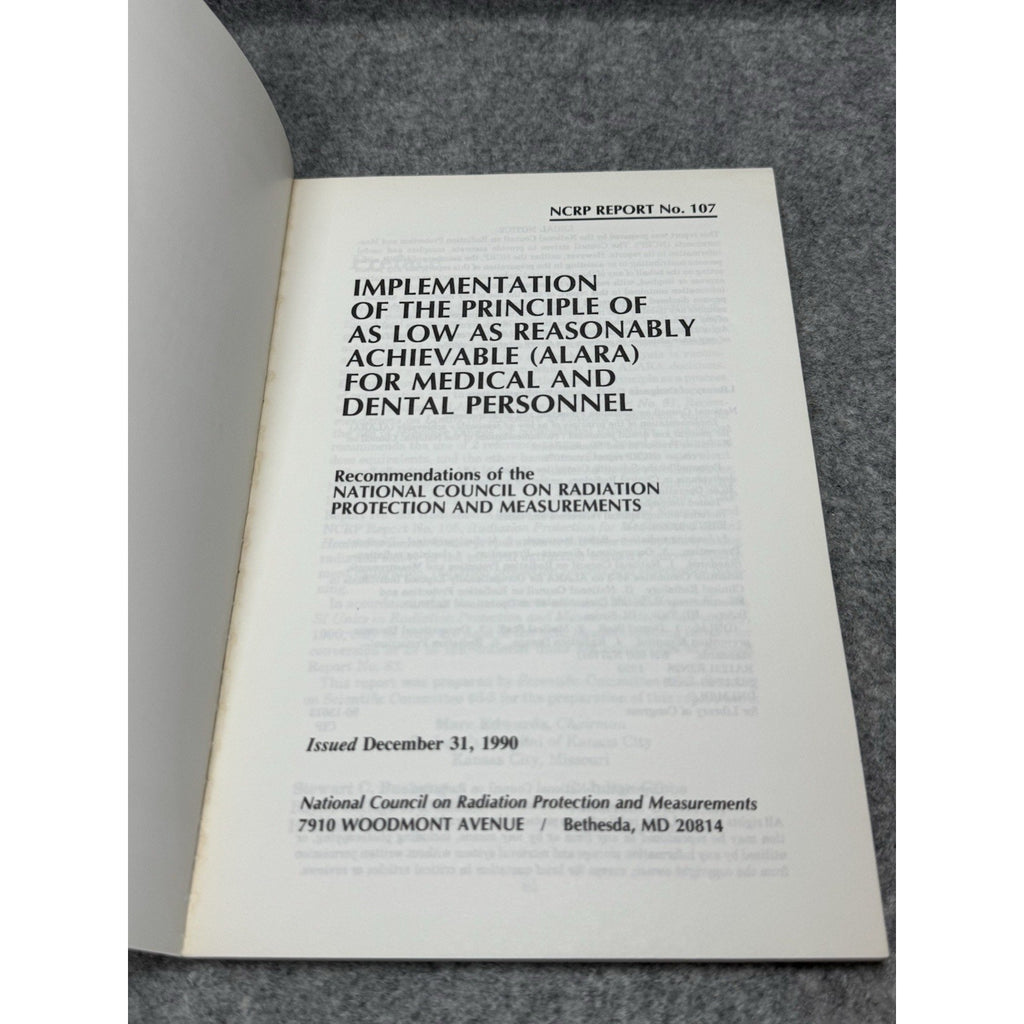 ALARA Radiation Safety Medical Dental Personnel NCRP Report 107 Occupational