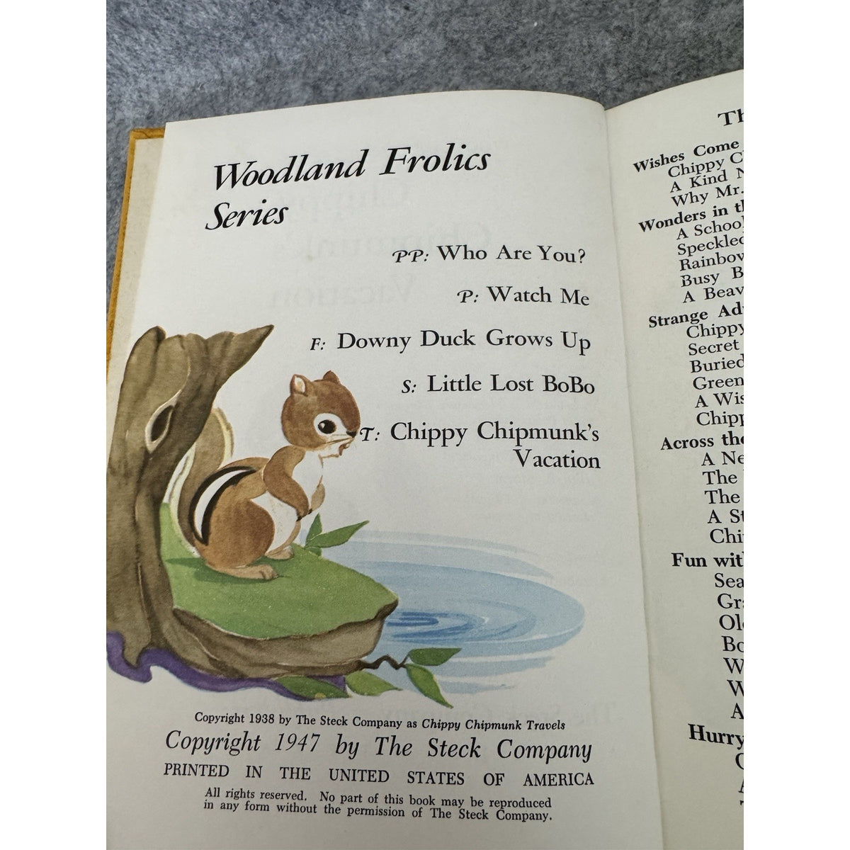 1947 Chippy Chipmunk’s Vacation Woodland Frolics Series HB Illustrated