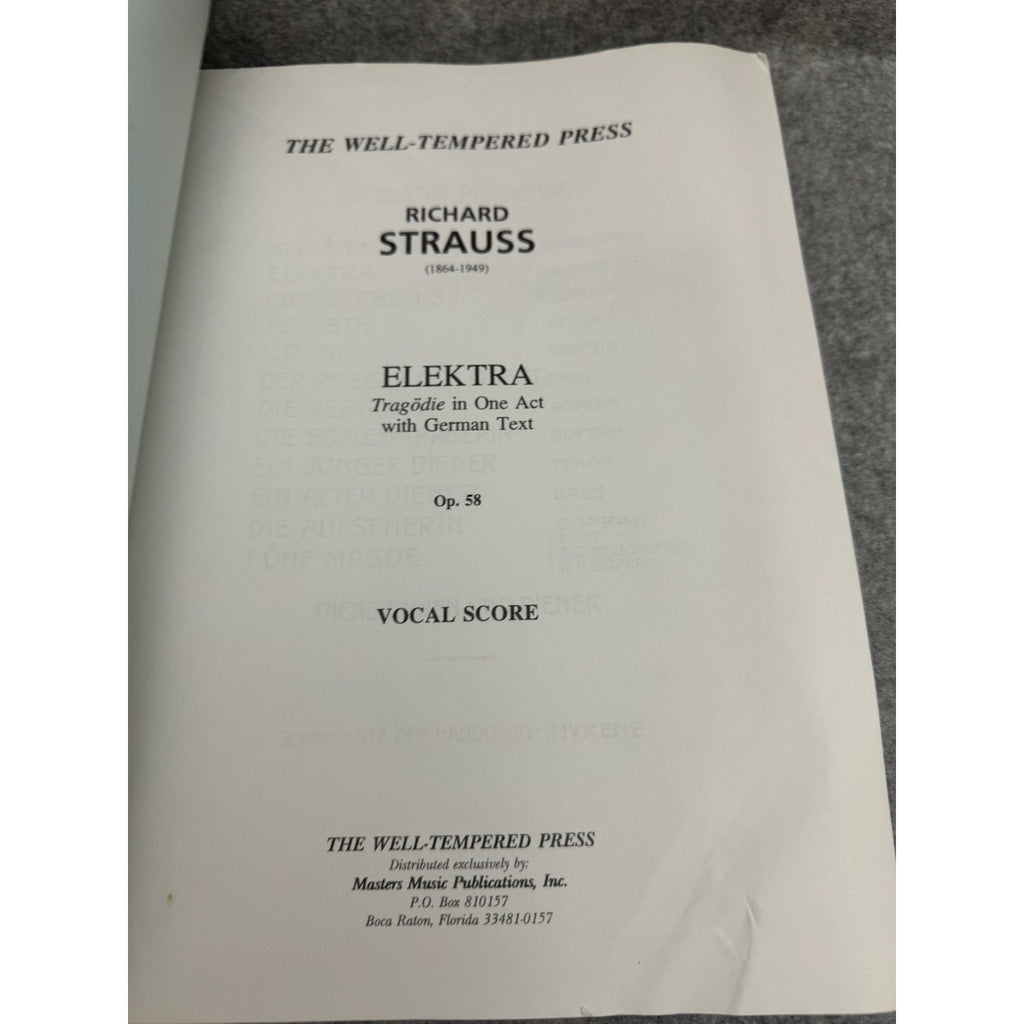 Richard Strauss Elektra Op 58 Vocal Score German Kalmus Opera Sheet Music