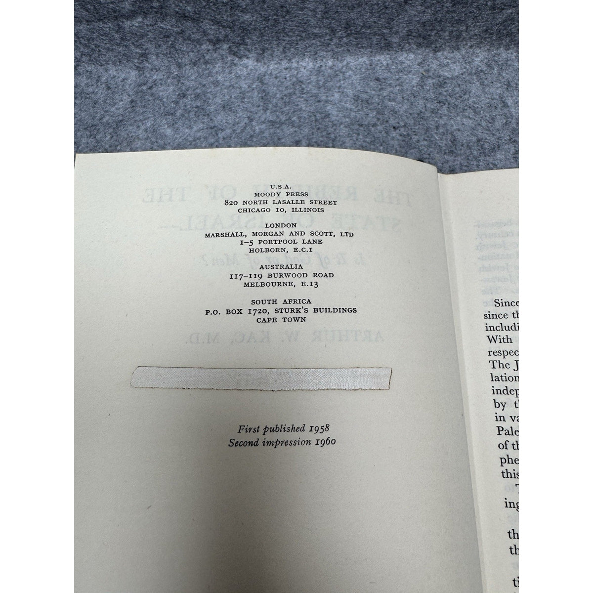 1960 Rebirth of the State of Israel Arthur W Kac HC DJ Moody Press