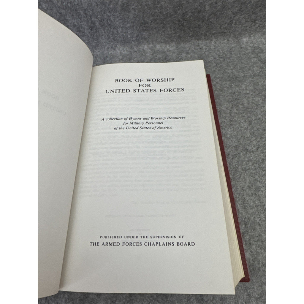Book of Worship for United States Forces 1974 US Gov Hymnal HC