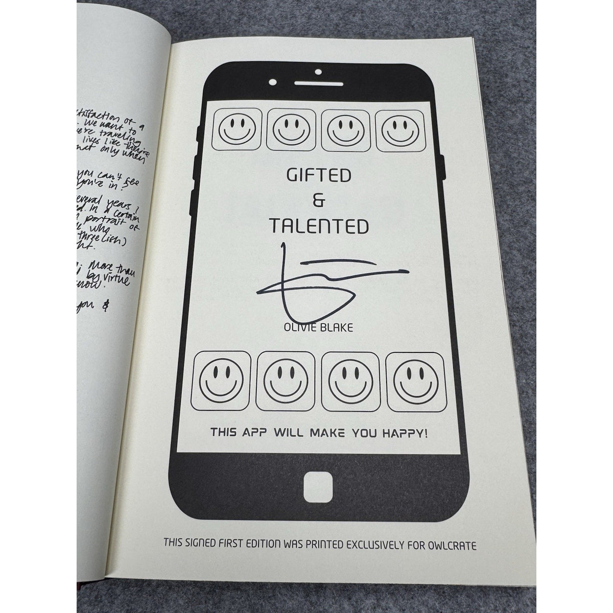 Gifted & Talented Olivie Blake 2025 Signed First Edition OwlCrate Sprayed Edges