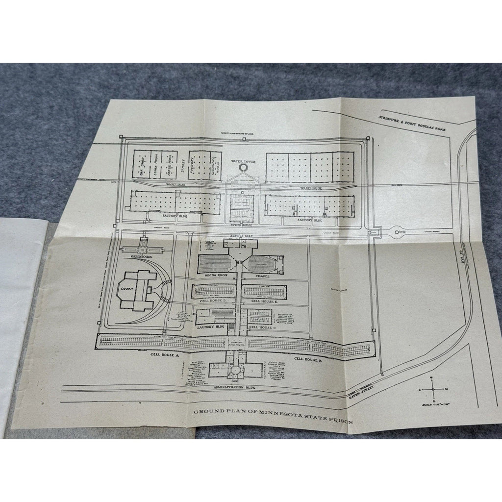 1915 Minnesota State Prison Handbook Stillwater Convict Labor Foldout Maps