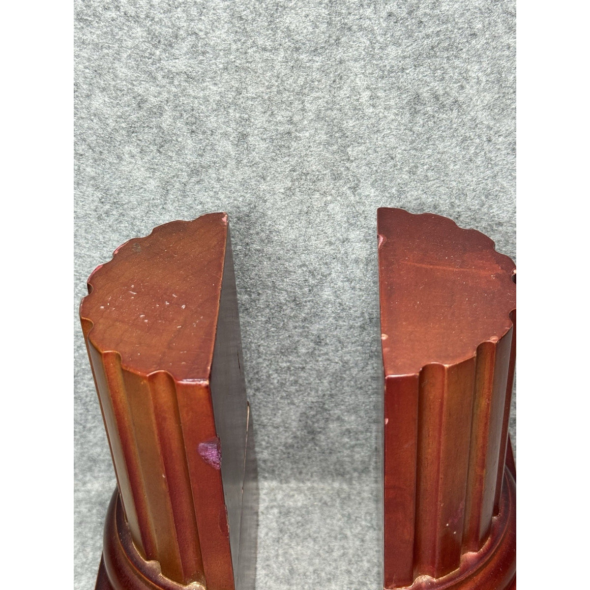 Fluted Column Bookends Pair Classical Pillar Library Office Decor Reddish Brown