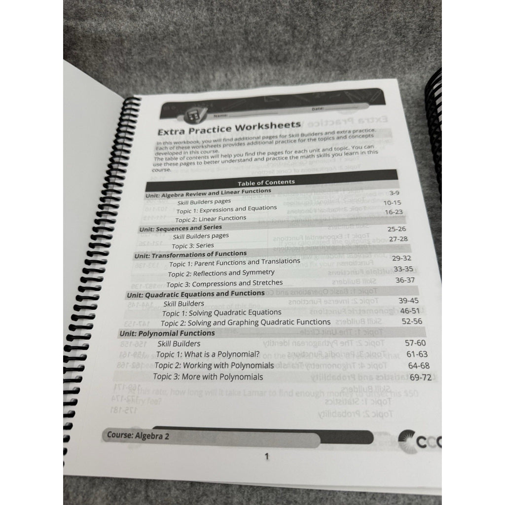 CCA Algebra 2 Workbook & Lesson Companion Set Spiral Like New