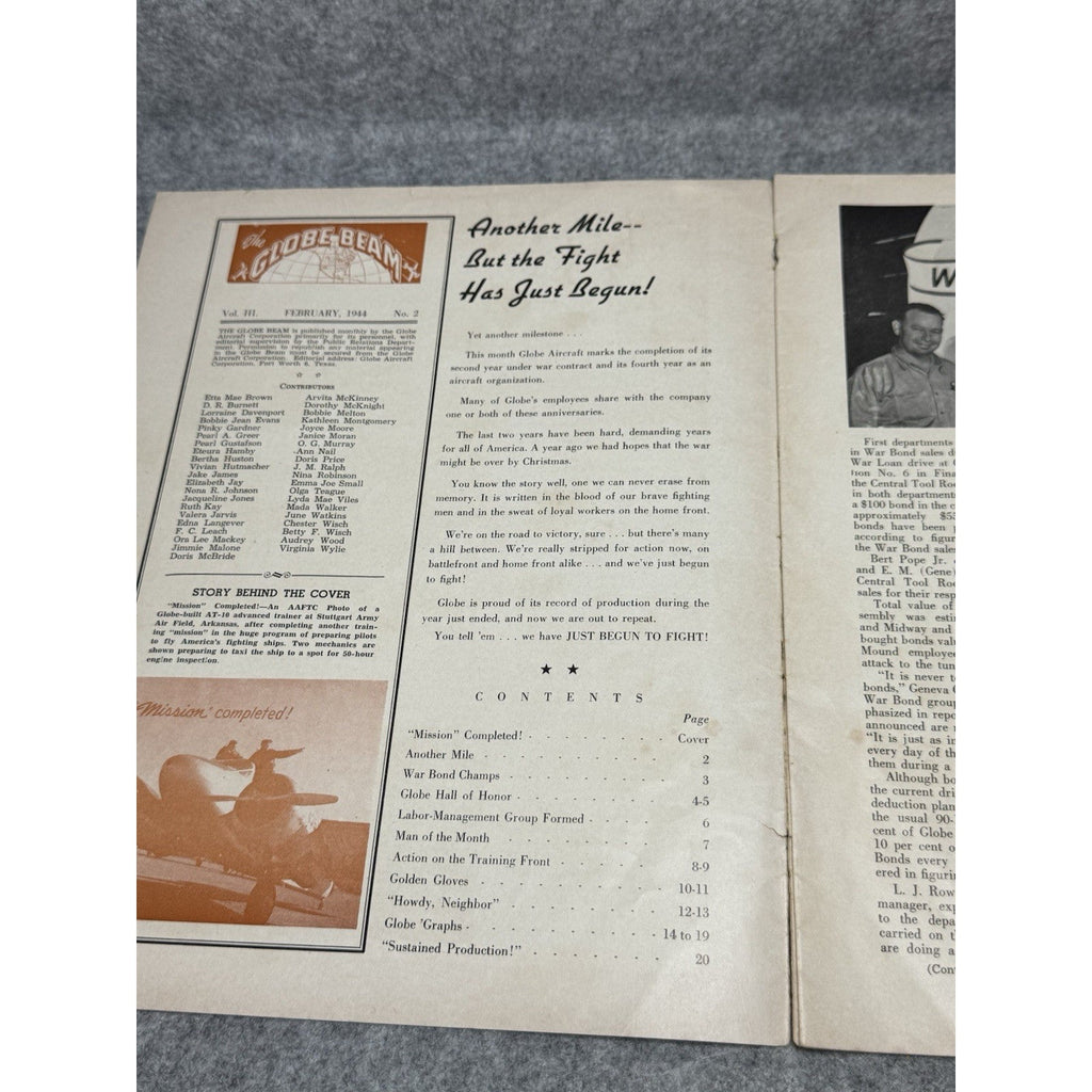 1944 Globe Beam February WWII Aircraft Magazine AT-10 Fort Worth Golden Gloves
