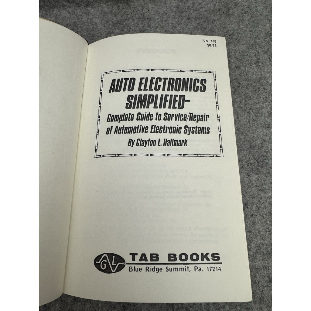 1975 Auto Electronics Simplified Clayton Hallmark 1st Ed HC TAB Repair Manual