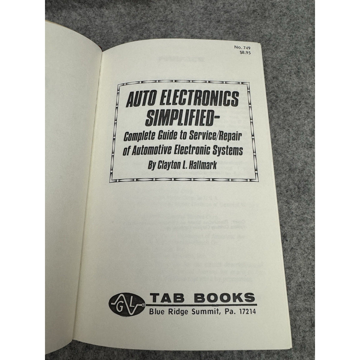 1975 Auto Electronics Simplified Clayton Hallmark 1st Ed HC TAB Repair Manual