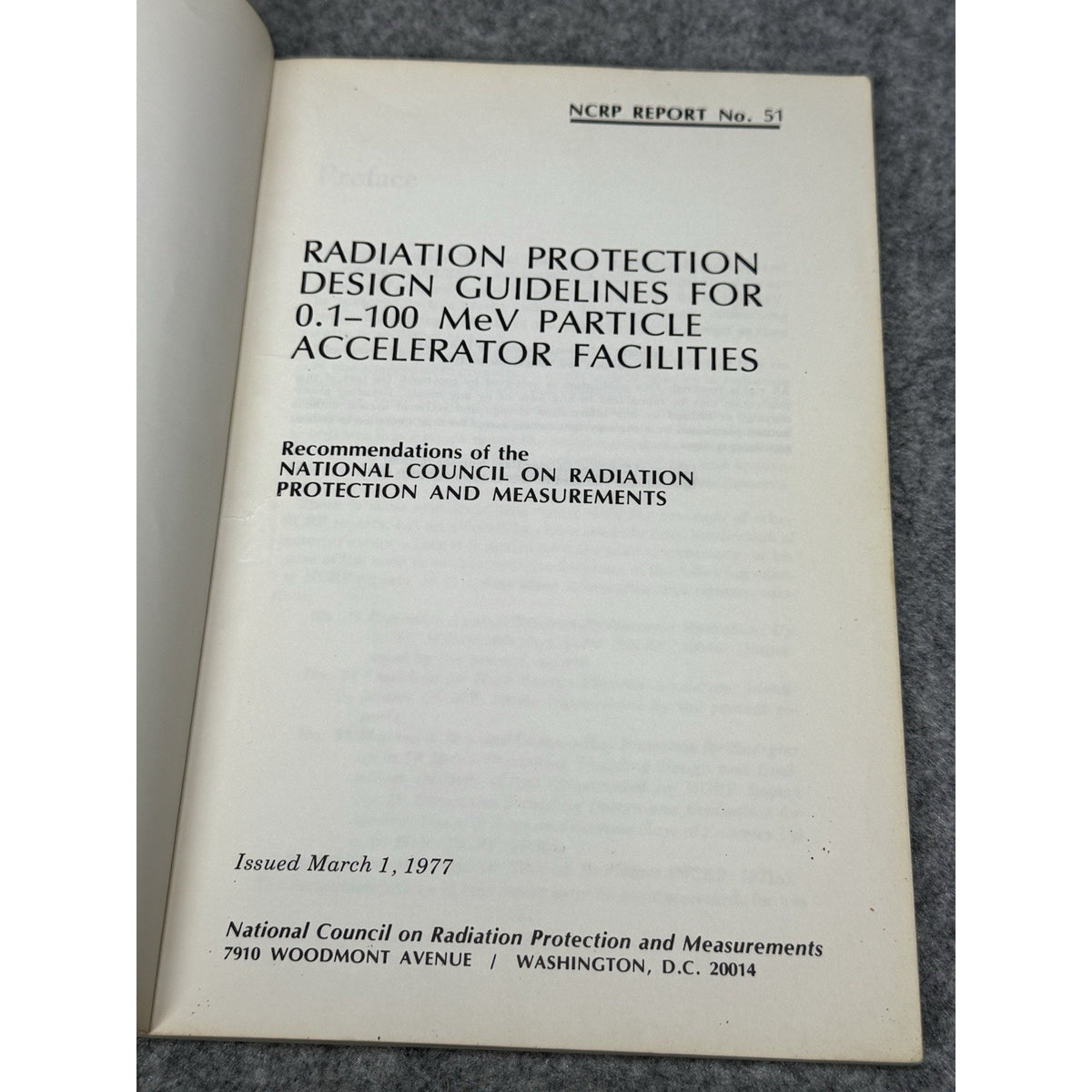 NCRP Report 51 Radiation Protection Particle Accelerator Facilities 1977