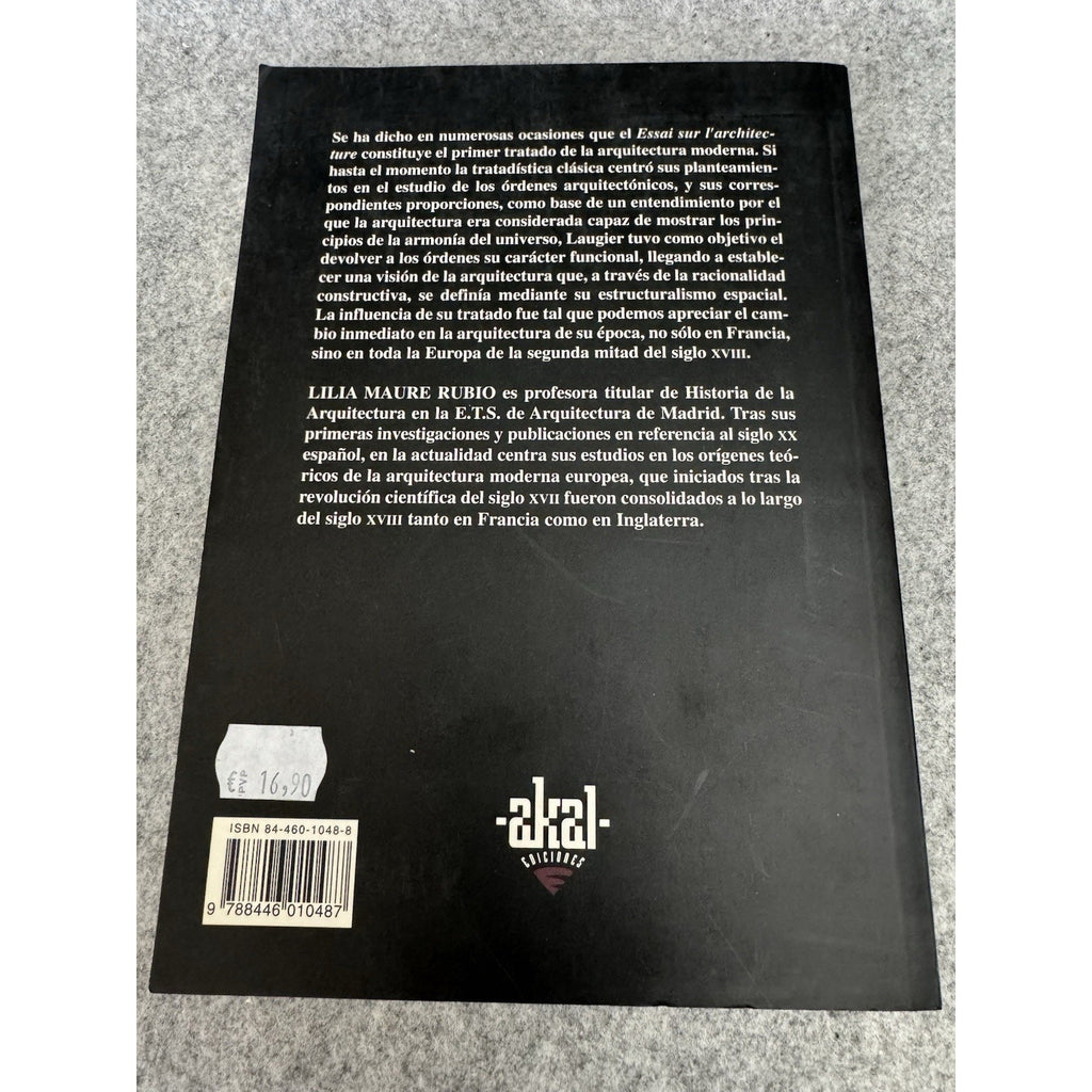 Ensayo Sobre la Arquitectura Marc-Antoine Laugier 1999 Akal Spanish PB