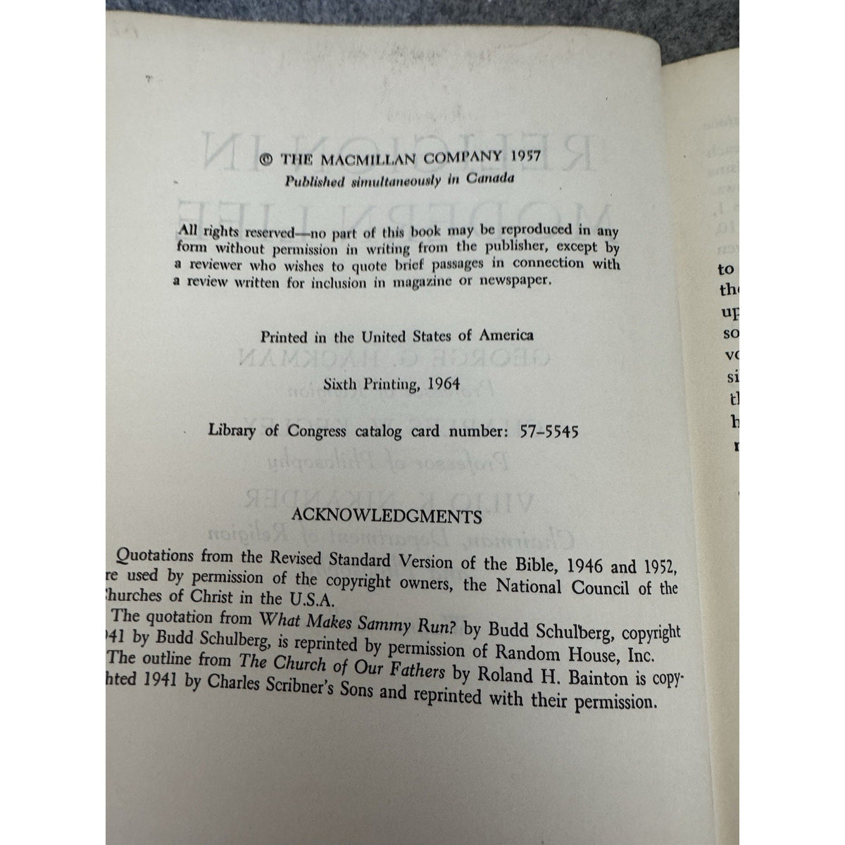 Religion in Modern Life 1964 Hackman Kegley Nikander HC Macmillan