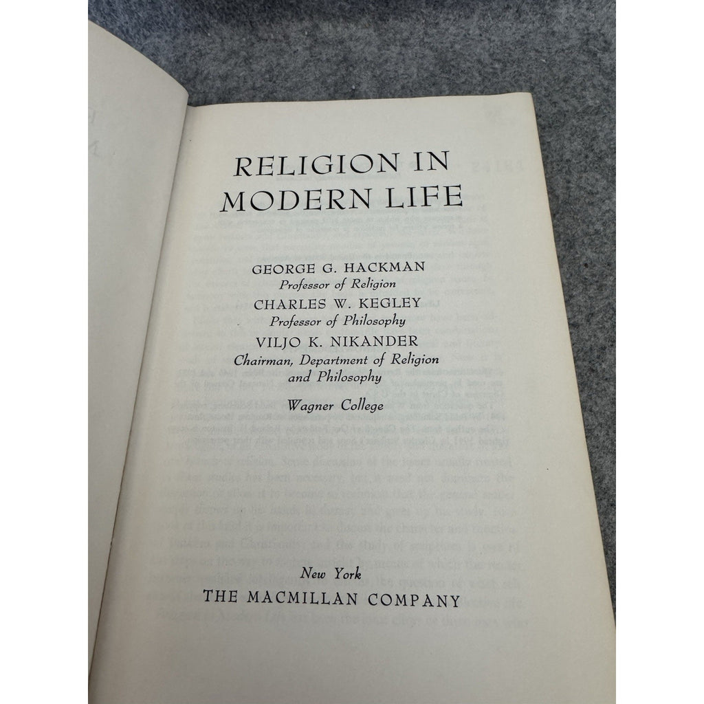 Religion in Modern Life 1964 Hackman Kegley Nikander HC Macmillan