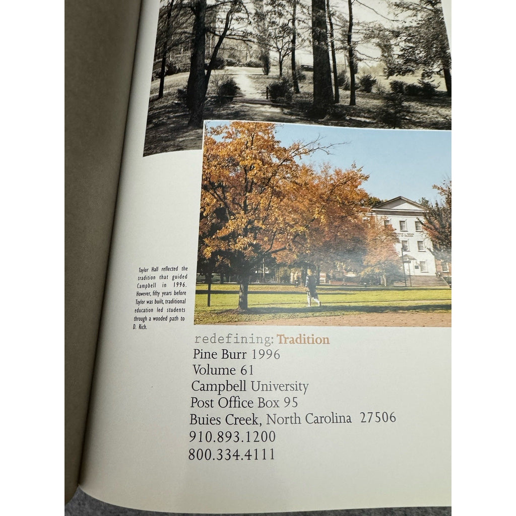 1996 Pine Burr Campbell University Yearbook Redefining Tradition Hardcover NC