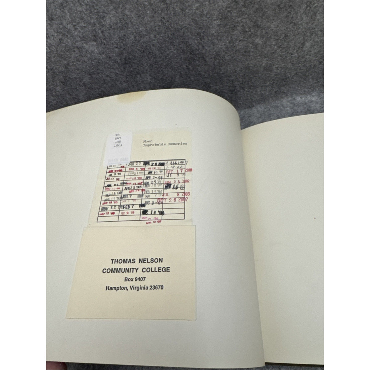 Improbable Memories Sarah Moon 1981 HC First Edition