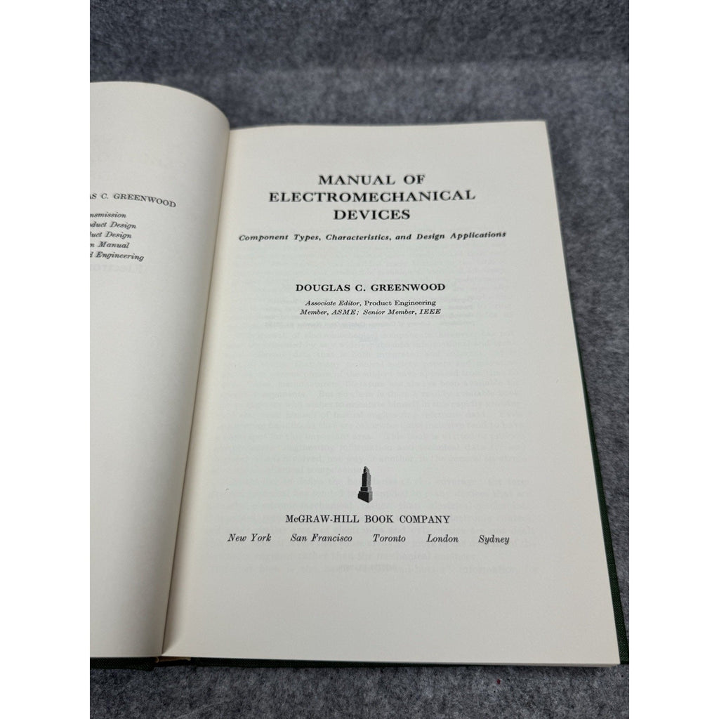 Manual of Electromechanical Devices Douglas C Greenwood 1965 Engineering
