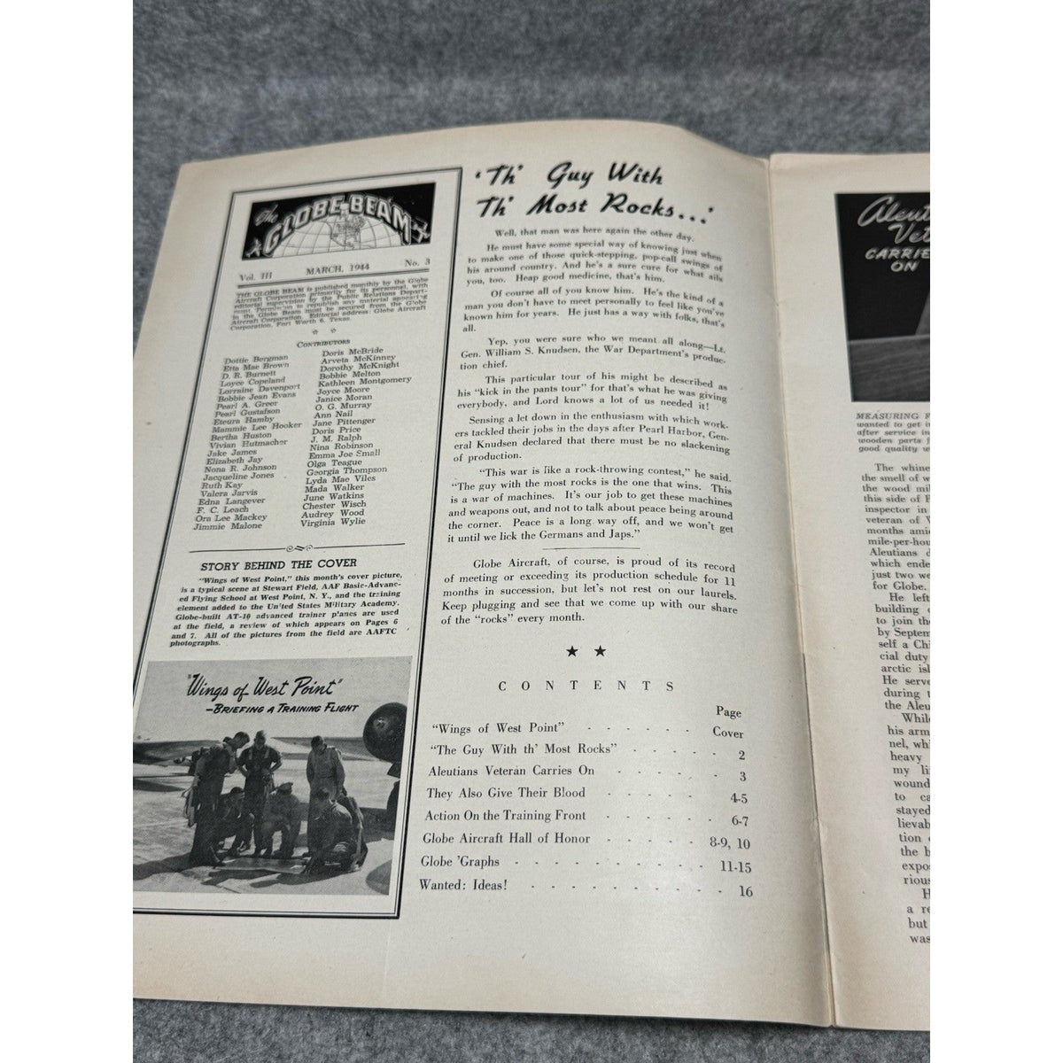 1944 Globe Beam March WWII Aircraft Magazine West Point Stewart Field AT-10