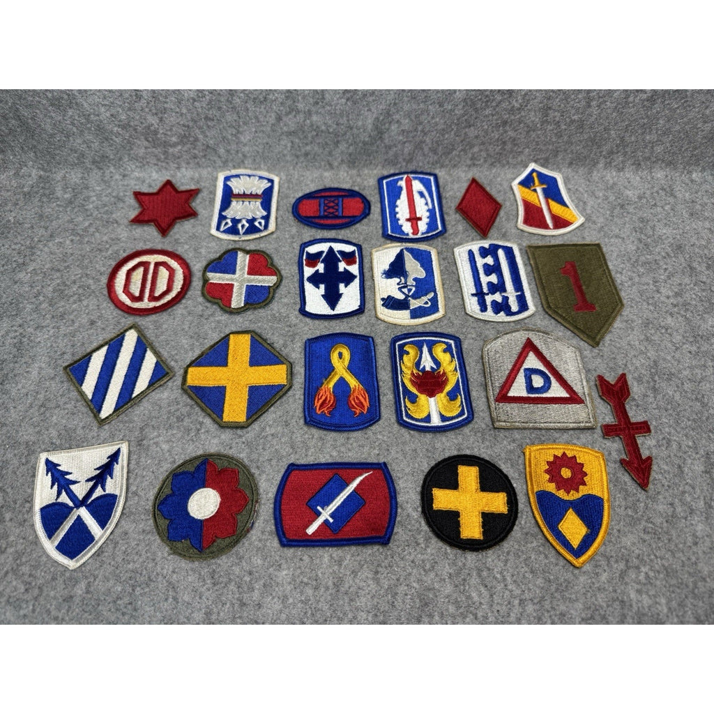 23 Vintage US Army Patches Lot Big Red One Infantry Divisions Brigade Insignia