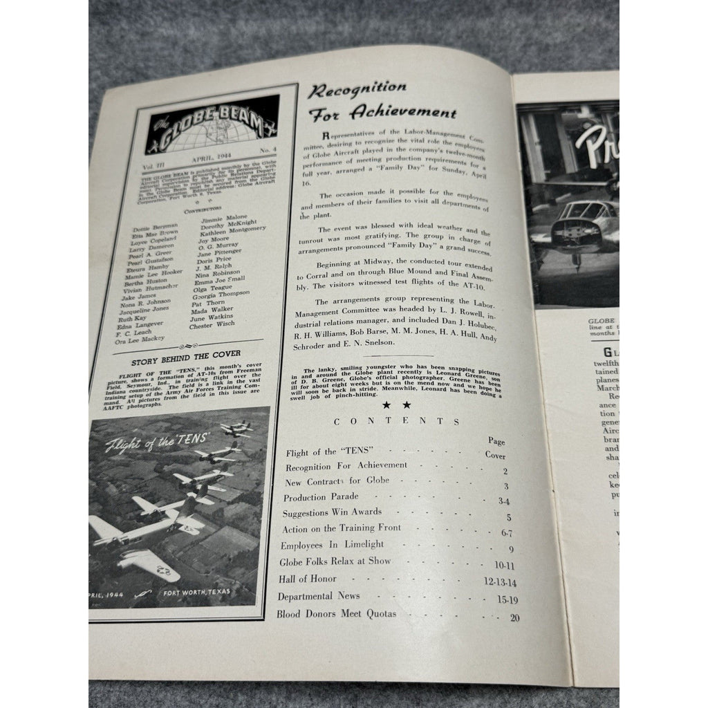 1944 Globe Beam April WWII Aircraft Magazine AT-10 Freeman Field Fort Worth