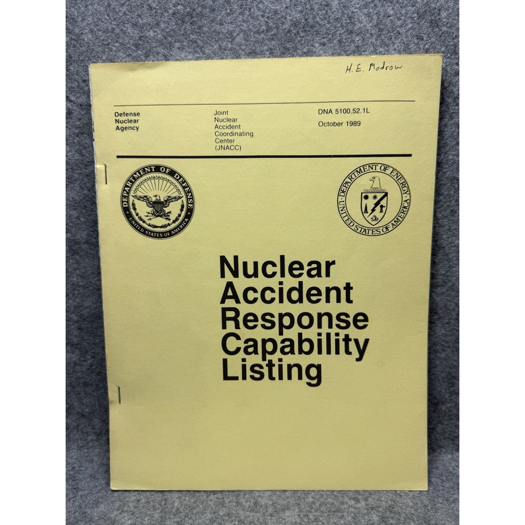 Rare 1989 Defense Nuclear Agency NARCL Nuclear Accident Response Directory
